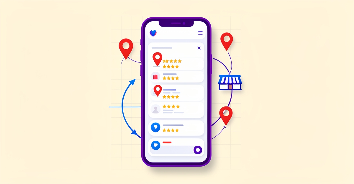 Local SEO guide featured image with smartphone business search and map pins