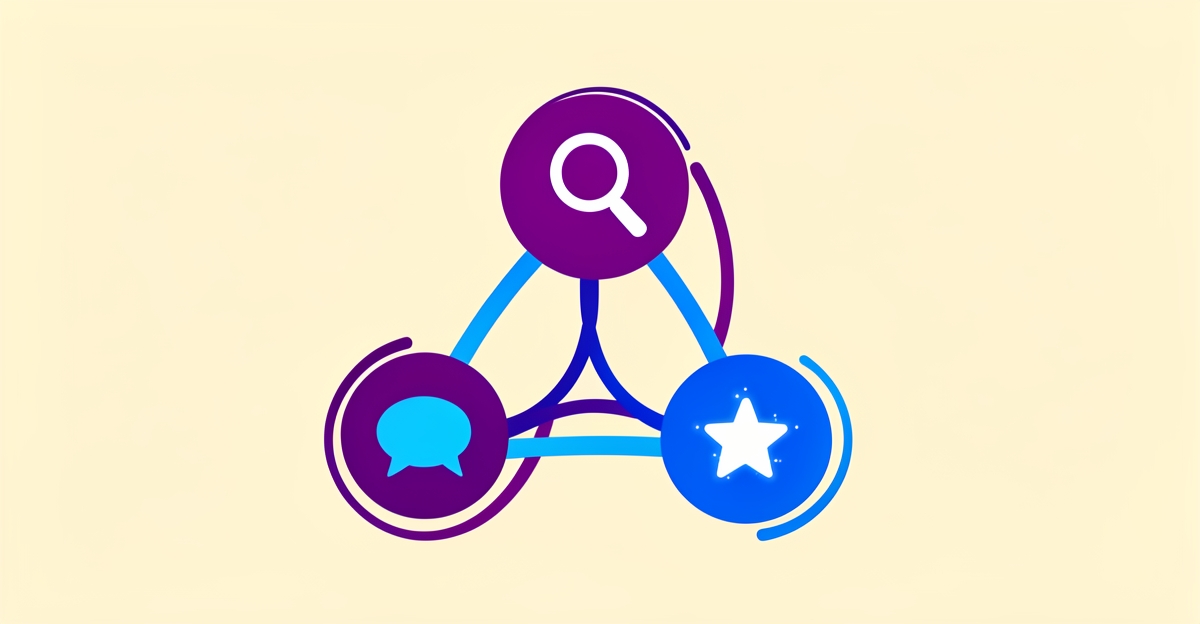 SEO vs AEO vs GEO comparison featured image with connected nodes and icons